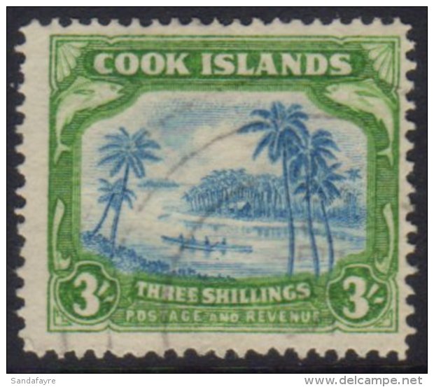 1938 3s Greenish-blue And Green, SG 129, Fine Used For More Images, Please Visit... - Islas Cook