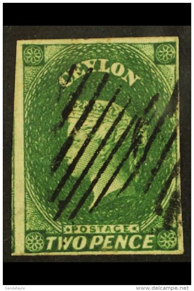 1857-59 2d Green, SG 3, Fine Used With 4 Good To Huge Margins For More Images, Please Visit... - Ceylon (...-1947)