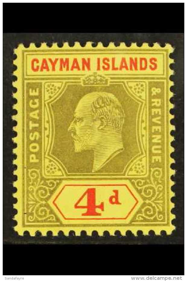 1907-09 4d Black And Red On Yellow, SG 29, Superb Mint For More Images, Please Visit... - Kaimaninseln