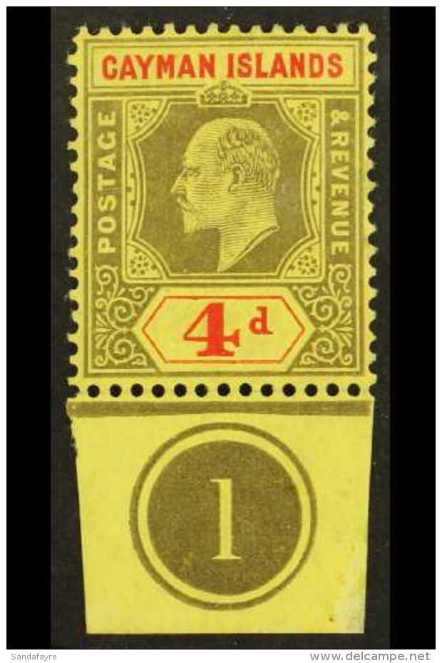 1907-09 4d Black &amp; Red/yellow, SG 29, VFM With Control "1" For More Images, Please Visit... - Kaaiman Eilanden