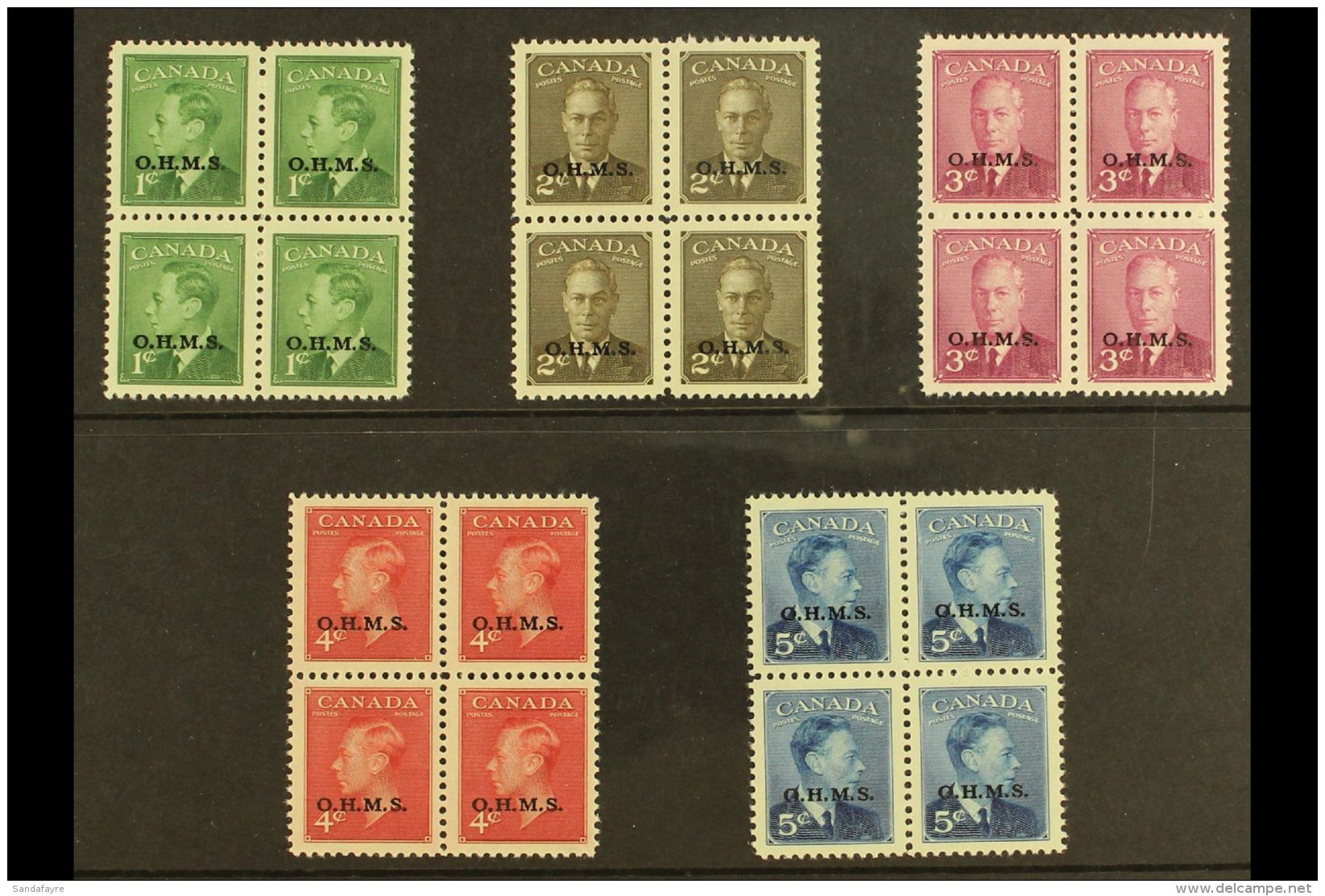 OFFICIAL 1949-50 Set To 5c, SG O172/76, Blocks Of Four NHM. (20) For More Images, Please Visit... - Otros & Sin Clasificación