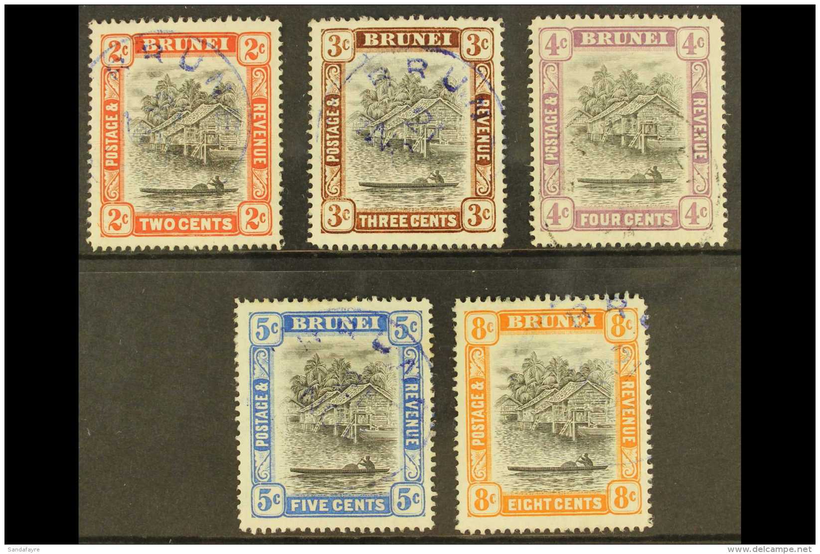 1907-10 2c To 8c Set, SG 24/28, Fine Cds Used (5 Stamps) For More Images, Please Visit... - Brunei (...-1984)