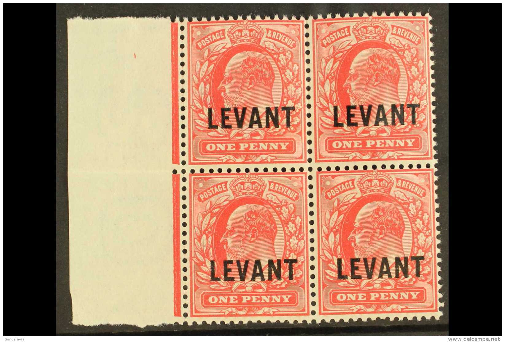 1905-12 1d Scarlet, SG L2, Marginal Block Of 4 NHM. For More Images, Please Visit... - British Levant