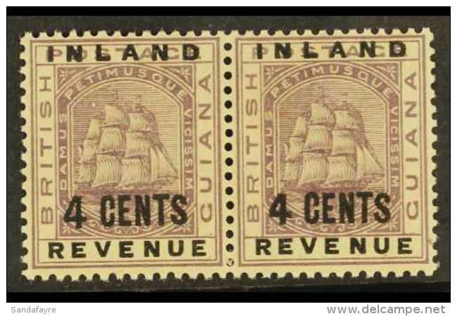 1888-89 4c Both Types As SE-TENANT PAIR,SG 178/78a,NHM,yellow Gum For More Images, Please Visit... - Guyana Britannica (...-1966)