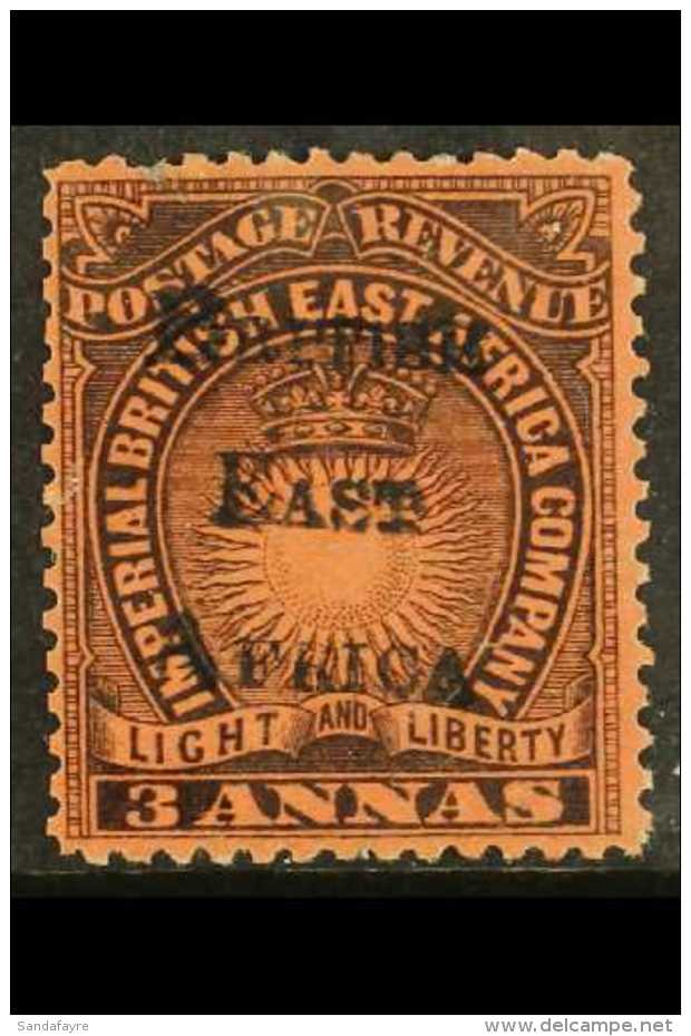 1895 3a Black On Dull Red Handstamped, SG 37, Mint No Gum For More Images, Please Visit... - África Oriental Británica