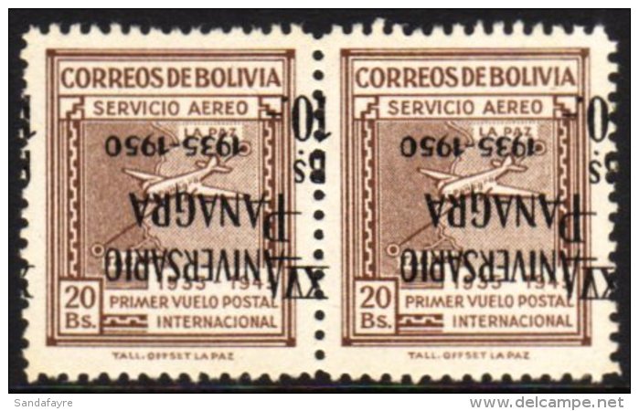 1950 10b On 20b "Panagra" INVERTED Opt,SG 491a,vf NHM PAIR,2 For More Images, Please Visit... - Bolivia