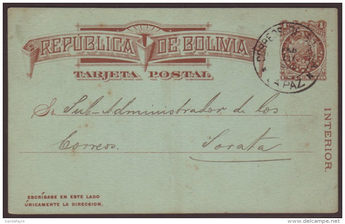 1893 Internal Mail 1c Brown PS Card, Fine Used, Nest Cds Cancel For More Images, Please Visit... - Bolivia