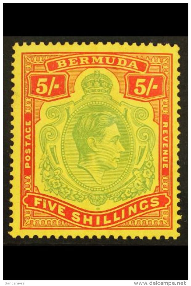 1939 5s Pale Green And Red On Yellow, SG 118a, VfM For More Images, Please Visit... - Bermudas