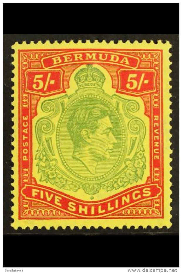 1938-53 5s Green &amp; Red On Pale Yellow P14 Ordinary P,SG 118e,NHM For More Images, Please Visit... - Bermudas