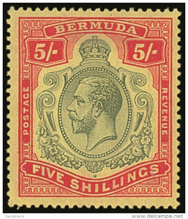 1918-22 5s Dp Green &amp; Dp Red/yellow, Wmk MCA, SG 53 VFM For More Images, Please Visit... - Bermudas