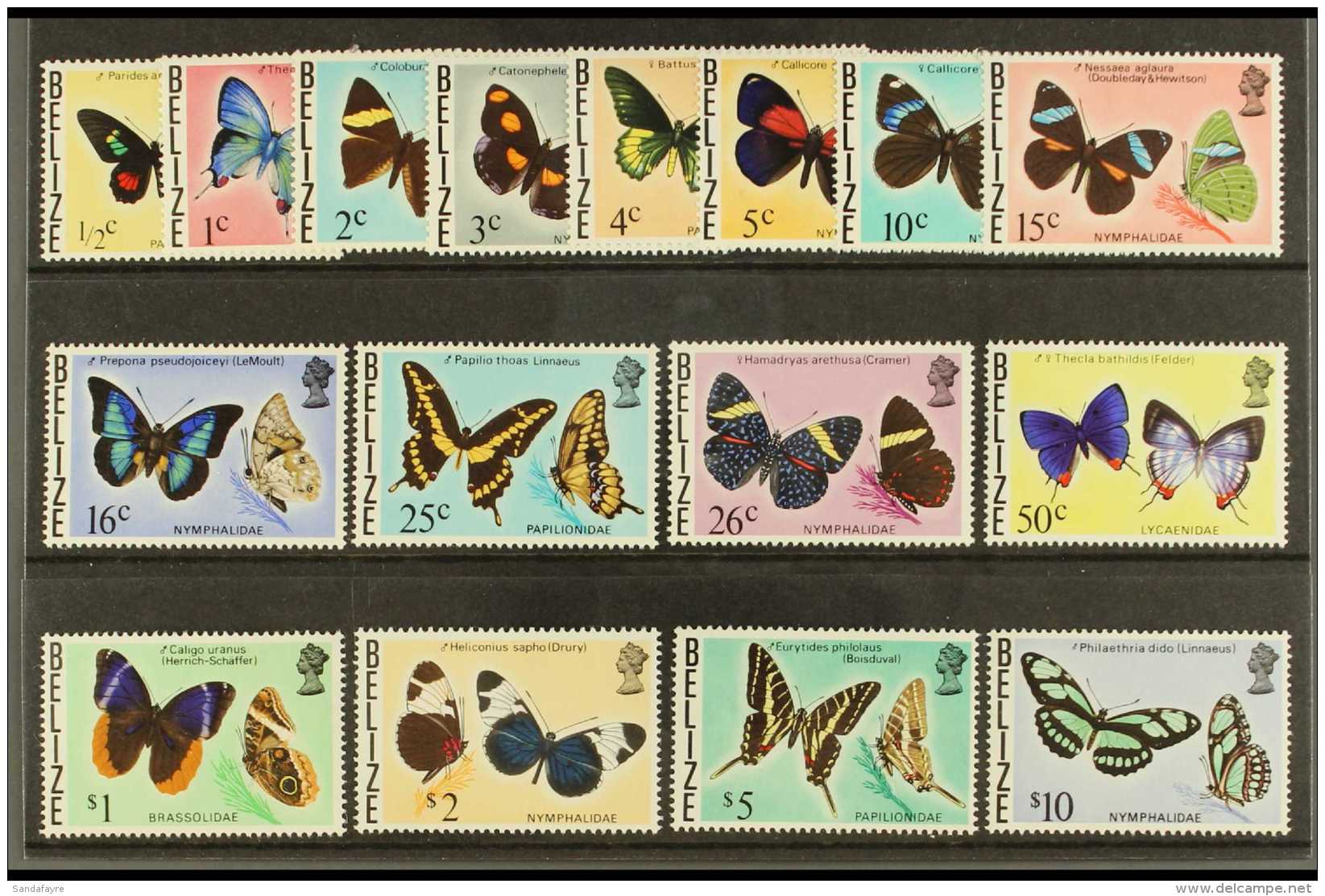 1974-76 Butterflies Complete Set, SG 380/95, Vf NHM (16) For More Images, Please Visit... - Belice (1973-...)