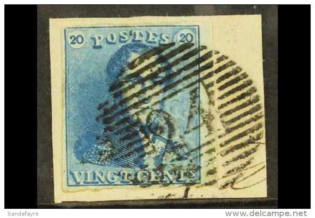 1849 20c Blue, SG 2a, FU Tied Piece By "24" Cancel, 4 Margins For More Images, Please Visit... - Altri & Non Classificati