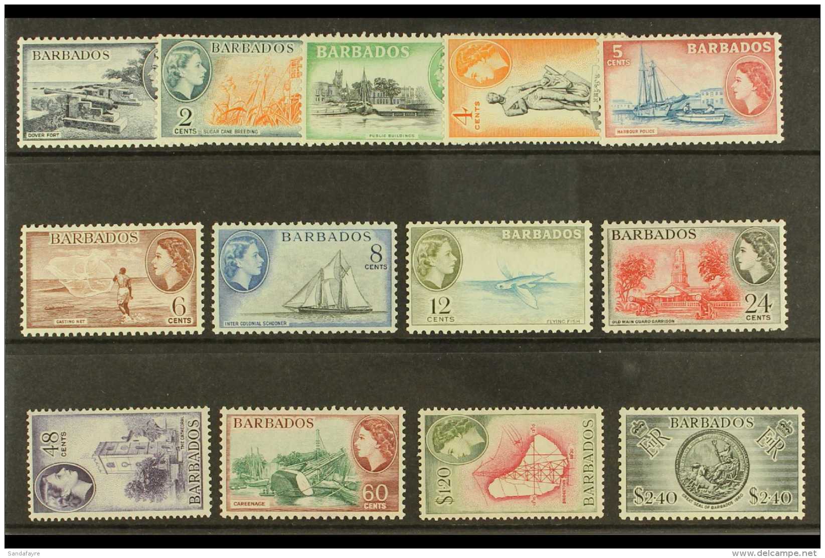 1953-61 Pictorials Complete Set, SG 289/301, NHM, Fresh (13) For More Images, Please Visit... - Barbados (...-1966)