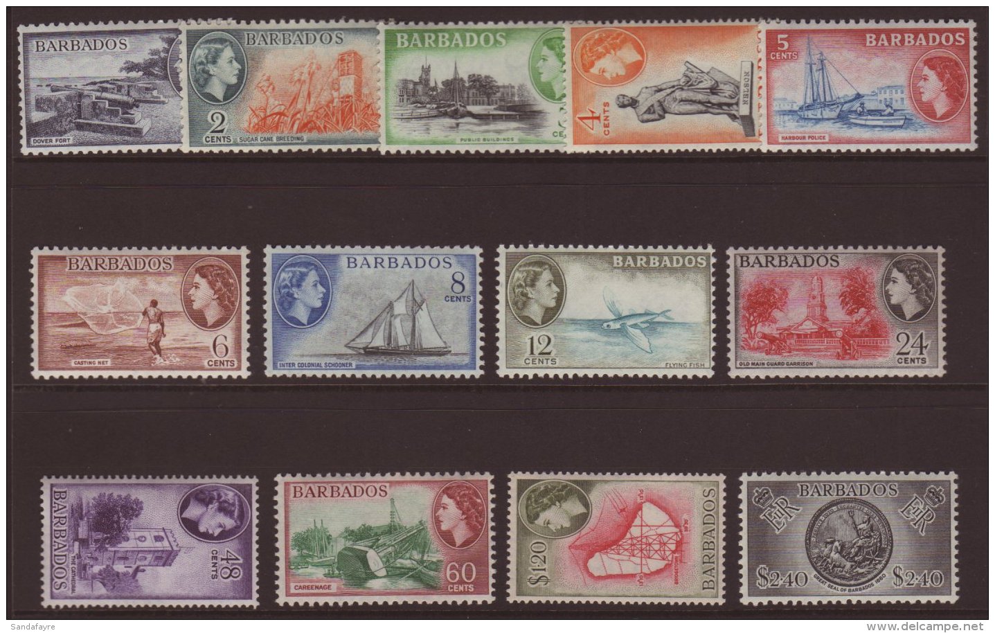 1953-61 Definitives Complete Set, SG 289/301, NHM (13) For More Images, Please Visit... - Barbados (...-1966)