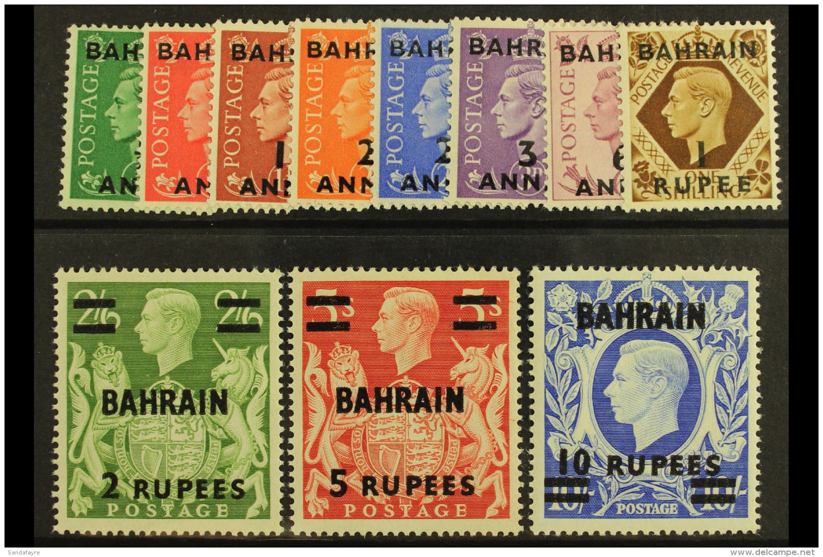 1948 Geo VI Surch Set Complete, SG 51/60a, Very Fine Mint (11) For More Images, Please Visit... - Bahrein (...-1965)