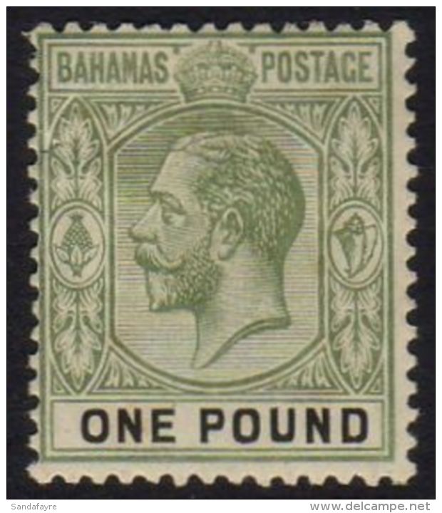 1912 &pound;1 Green/black  SG 89 Mint, Tiny Tear At Left. For More Images, Please Visit... - Altri & Non Classificati
