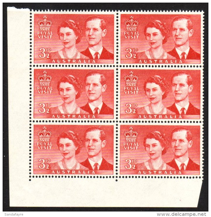 1954 3&frac12;d Royal Visit Re-entry, SG 272a, In NHM Corner Block Of 6. For More Images, Please Visit... - Altri & Non Classificati
