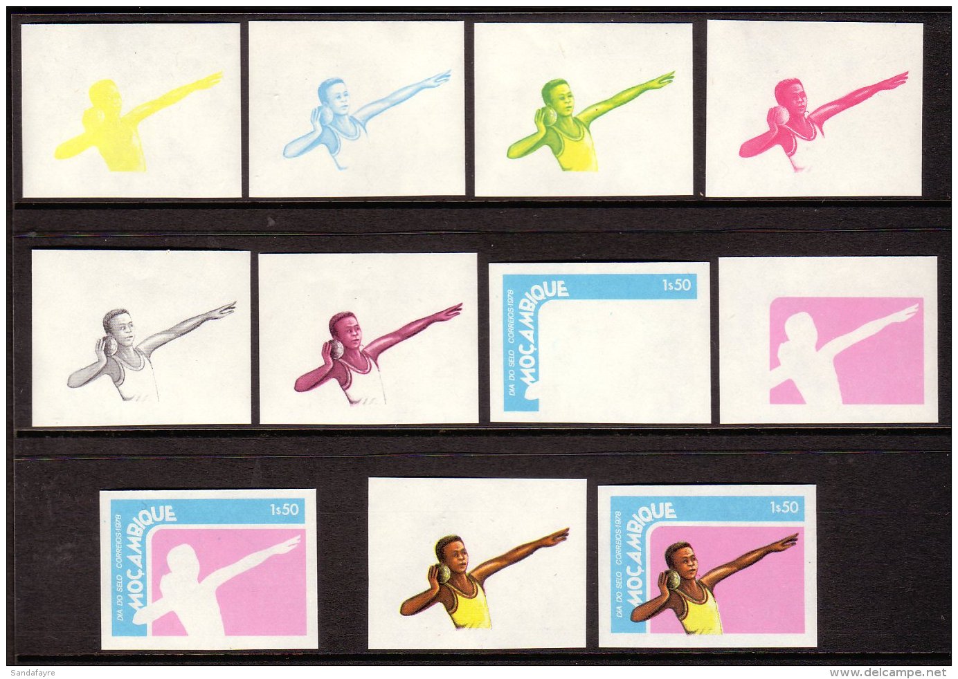 SPORT 1978 Mozambique 1$50 Shot Putt, Imperf Proofs, NHM (11) For More Images, Please Visit... - Unclassified