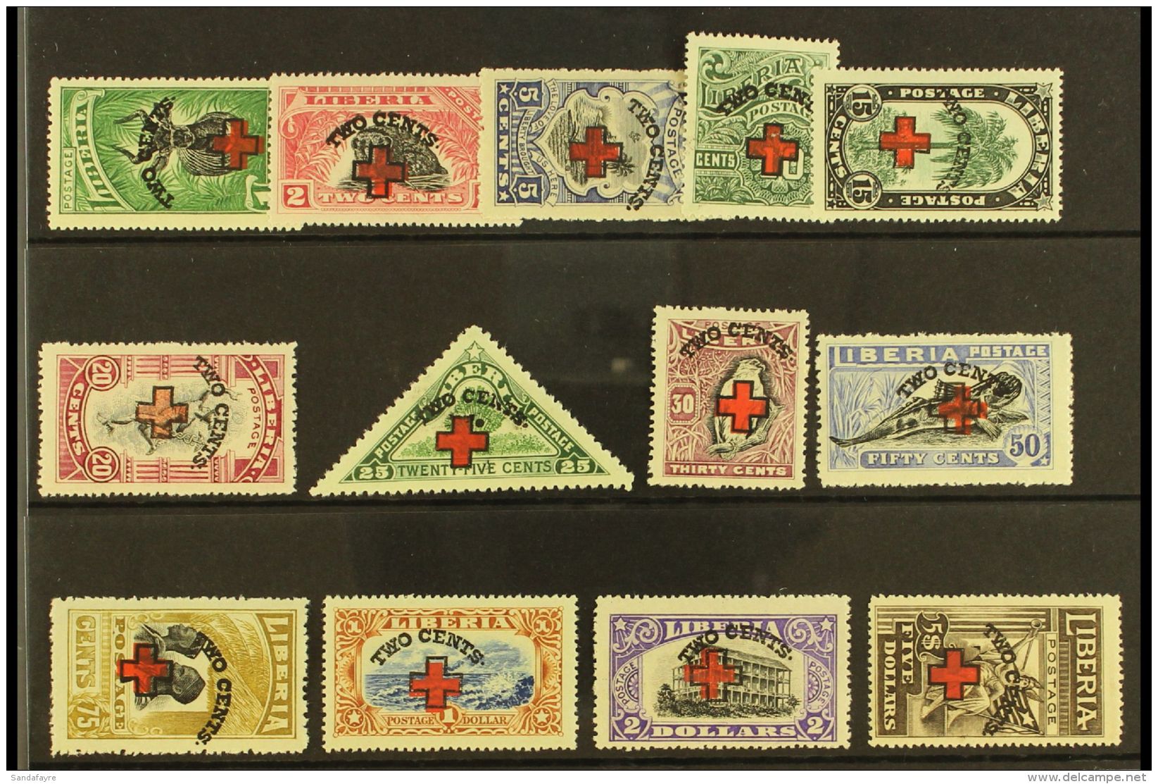 RED CROSS Liberia 1918 Surchs Complete Set, Scott B3/15, Vfm (13) For More Images, Please Visit... - Unclassified