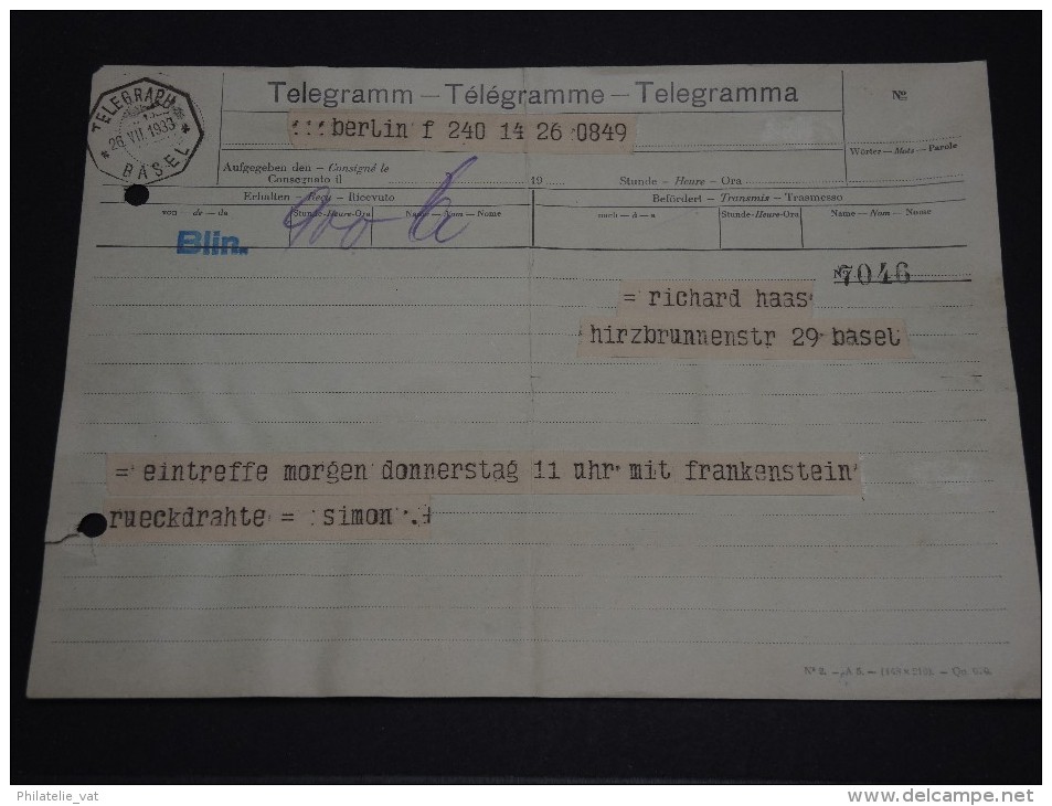 SUISSE - Télégramme - Détaillons Collection - A Voir - Lot N° 16556 - Télégraphe