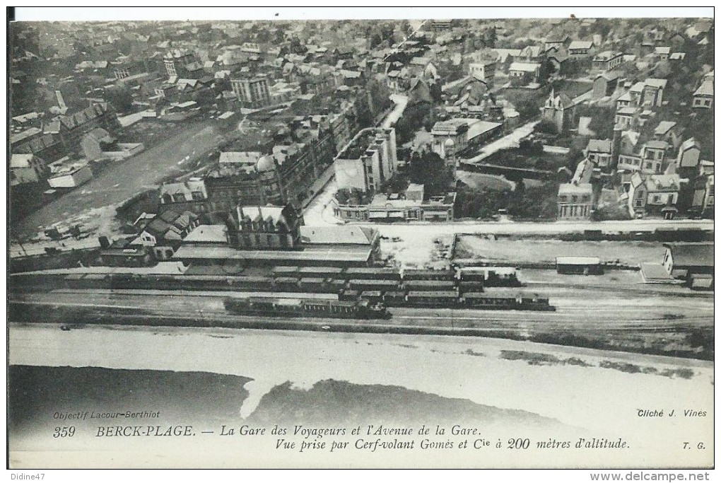 BERCK PLAGE - La Gare Des Voageurs Et L'avenue De La Gare, Vue Prise Du Cerf-volant Gomès à 200 Mètre D´altitude - Berck