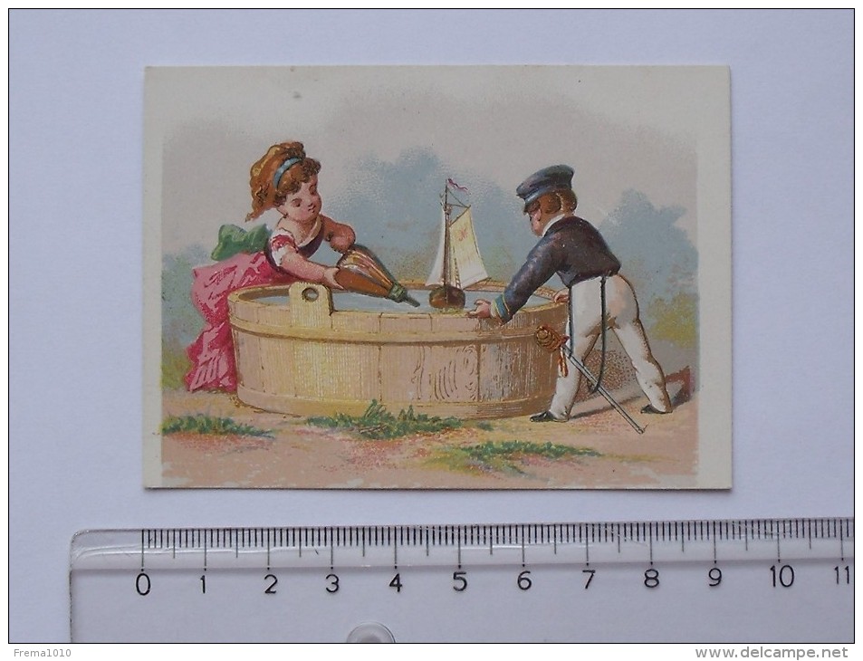 CHROMO: Jeu D´enfant Avec Bateau - Verso Calendrier 1er Semestre 1876 - Magasin Ville De TOURNON - TESTU & MASSIN) - Other & Unclassified