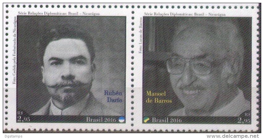 Brasil 2016 ** Emisión Conjunta Con Nicaragua. Escritores. See Desc. - Unused Stamps