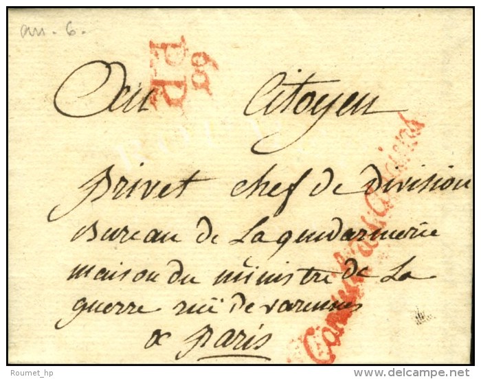 CONSEIL DES ANCIENS + 60 / P.P. Rouge (S. N° 886A) Sur Lettre Avec Texte Daté De Paris An 6. - TB / SUP.... - Cartas Civiles En Franquicia