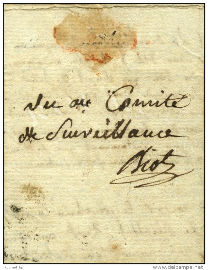 70 / CHALONS-S.S. Sur Lettre Avec Texte Daté Le 6 Floréal, Au Verso Mention Manuscrite '' Vu Au... - Cartas Civiles En Franquicia