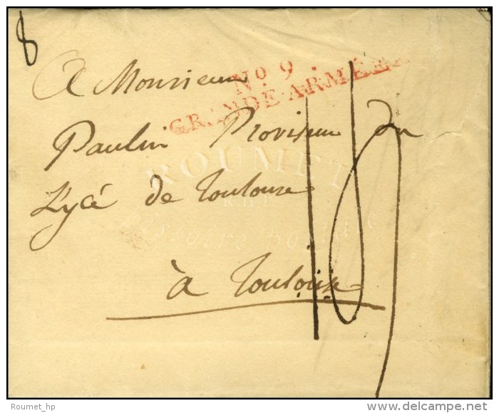 N° 9 / GRANDE ARMEE (rouge) Sur Lettre Avec Texte Daté De Munich. 1806 Et Signé '' Le Prince De... - Marques D'armée (avant 1900)