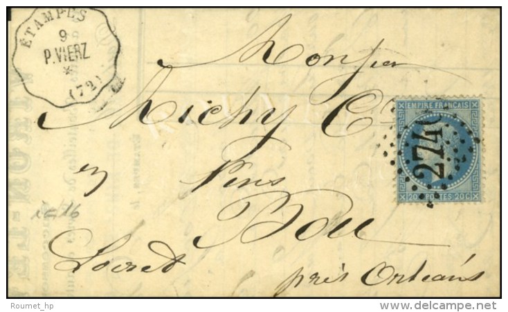 GC 2740 / N° 29 CONV. STAT. ETAMPES / P.VIERZ (72). 1868. - SUP. - Poste Ferroviaire