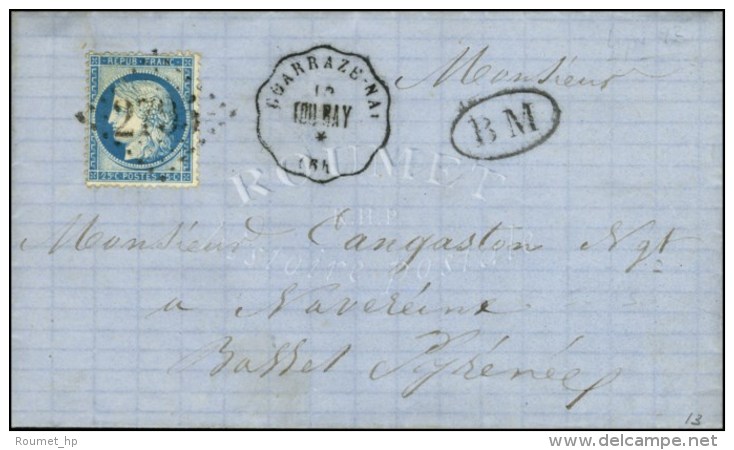 GC 2795 / N° 60 CONV. STAT. COARRAZE-NAI / TOU.BAY (64) Sur Lettre Avec Texte. 1873. - TB / SUP. - Poste Ferroviaire