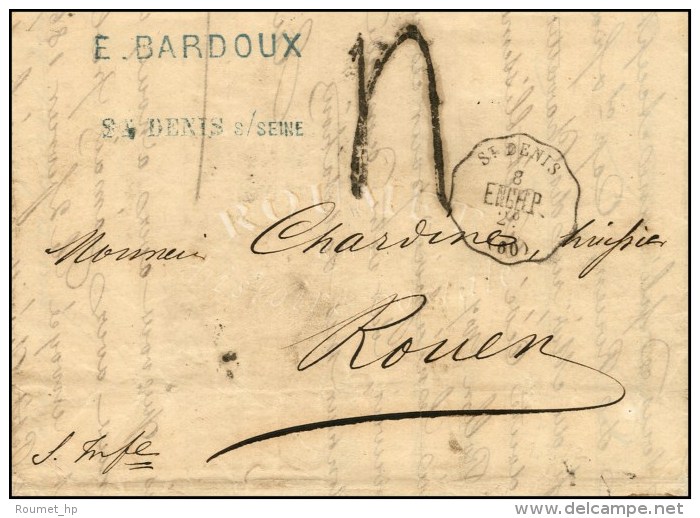 Conv. Stat. ST DENIS / ENG.P (60), Taxe Tampon 4. 1872. - TB / SUP. - R. - Poste Ferroviaire