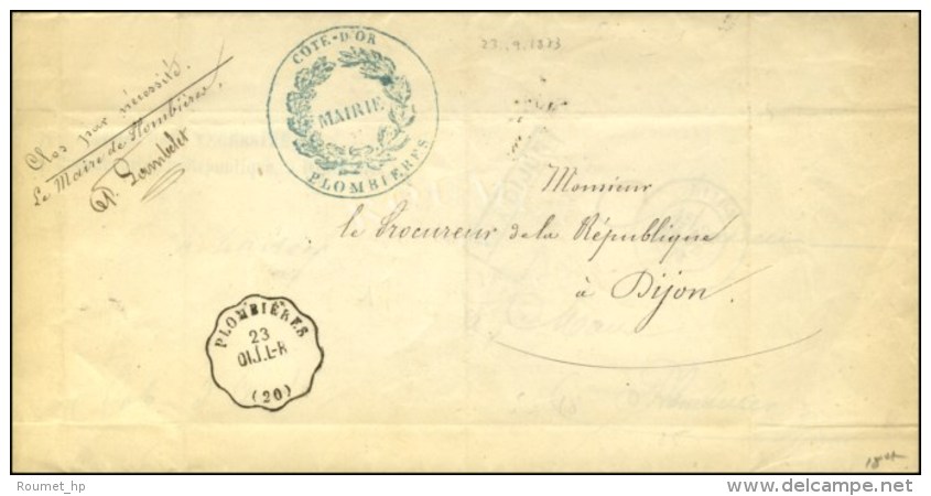 CONV. STAT. PLOMBIERES (20) / DIJ.L-R Sur Lettre En Franchise Pour Dijon. 1873. - SUP. - Poste Ferroviaire