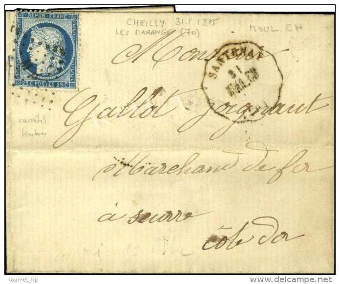 Losange MP / N° 60 CONV. STAT. SANTENAY / MOUL.CH (20) (non Signalé). 1875. - TB. - Poste Ferroviaire