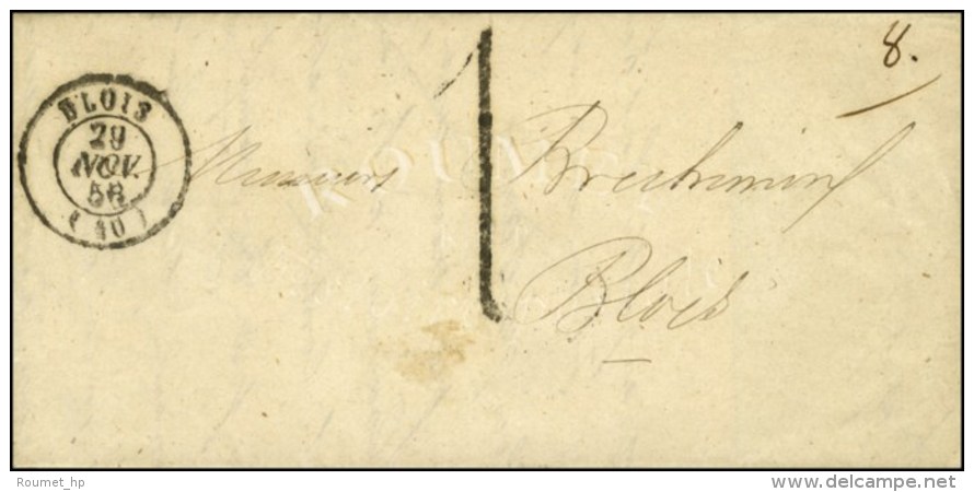 Càd T 15 BLOIS (40) Taxe Tampon 1 Sur Lettre Locale. 1856. - SUP. - 1859-1959 Lettres & Documents