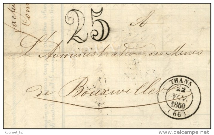 Càd T 14 THANN (66) + Taxe 25 DT. 1850. - SUP. - 1859-1959 Lettres & Documents