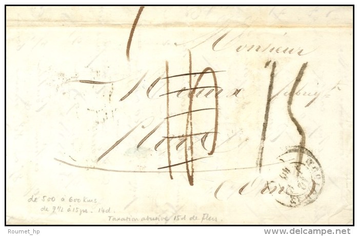 Càd T 15 TOULOUSE (30), Taxe Manuscrite 14 Rectifiée 15 Au Tampon (FL). 1846. - TB. - R. - 1859-1959 Lettres & Documents