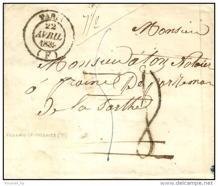 Càd PARIS (F) Taxe 5 Rectifiée 8 Au Tampon (FL). 1839. - TB. - 1859-1959 Lettres & Documents