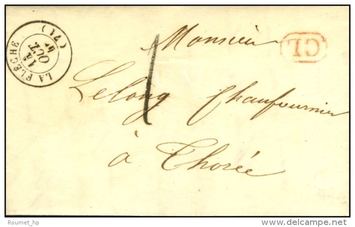 Càd T 15 LA FLECHE (71) CL Rouge Et Taxe Tampon 1 Sur Lettre Locale. 1846. - SUP. - 1859-1959 Lettres & Documents