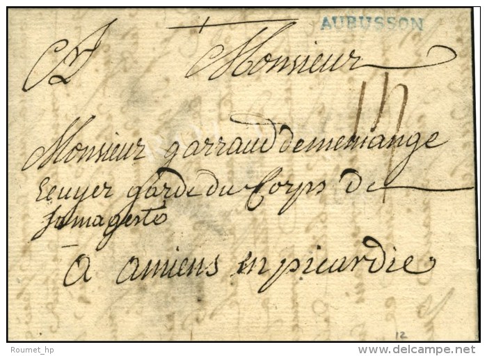AUBUSSON Bleu Sur Lettre Avec Texte Daté Le 3 Mai 1764. - SUP. - 1701-1800: Précurseurs XVIII