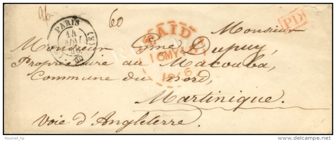 (E) PARIS (E) 60 Sur Lettre Pour St Pierre De La Martinique. 1846. - TB / SUP. - Autres & Non Classés