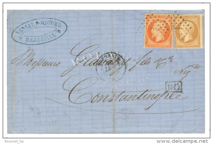 Ancre / N° 21 + N° 24 Càd EUPHRATE  / * Sur Lettre De Marseille Pour Constantinople. 1864. - TB. - Poste Maritime