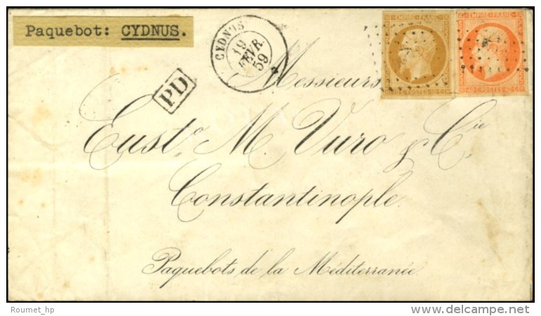 Ancre / N° 13 + 16 Càd CYDNUS / * Sur Lettre Pour Constantinople. 1859. - TB / SUP. - Correo Marítimo