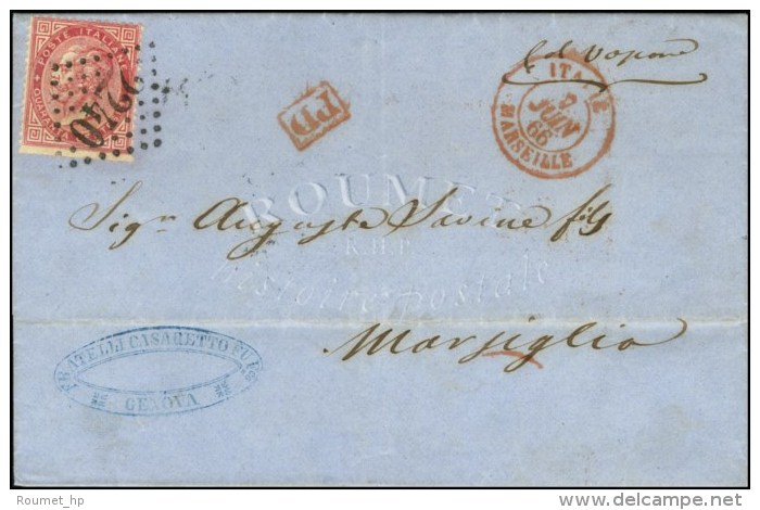 GC 2240 / Italie 40c Càd Rouge ITALIE / MARSEILLE Sur Lettre De Gènes Pour Marseille. 1866. - SUP. - Poste Maritime