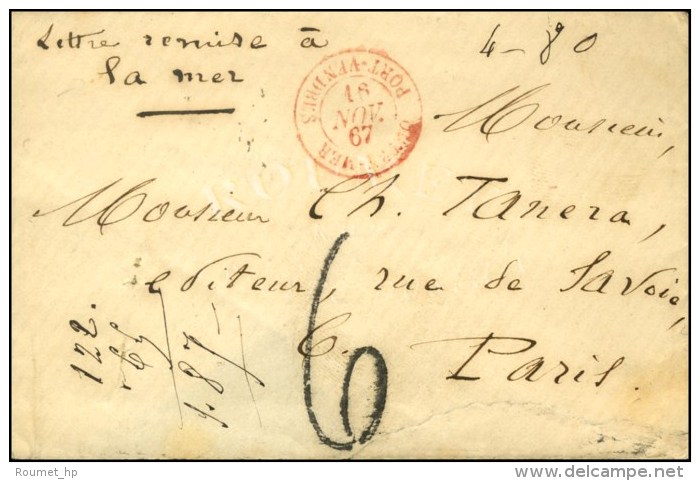 Càd Rouge OUTRE-MER / PORT VENDRES Sur Lettre Avec Mention Manuscrite '' Lettre Remise à La Mer '',... - Poste Maritime