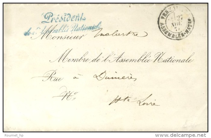 Càd VERSAILLES / ASSEMBLEE NATle Sur Lettre En Franchise Avec Griffe Bleue ' Président / De... - 1849-1876: Période Classique