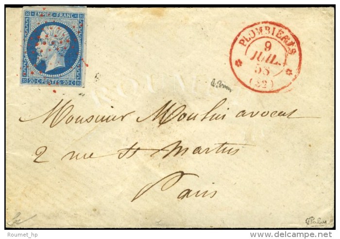 Etoile / N° 14 Càd De Type Spécial Rouge * PLOMBIERES *  (82) Sur Lettre Pour Paris.... - 1849-1876: Période Classique