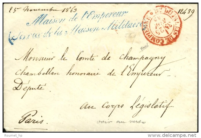 Càd Rouge Bau DU PALAIS DE COMPIEGNE / *  Sur Lettre En Franchise. 1863. - TB / SUP. - R. - 1849-1876: Période Classique