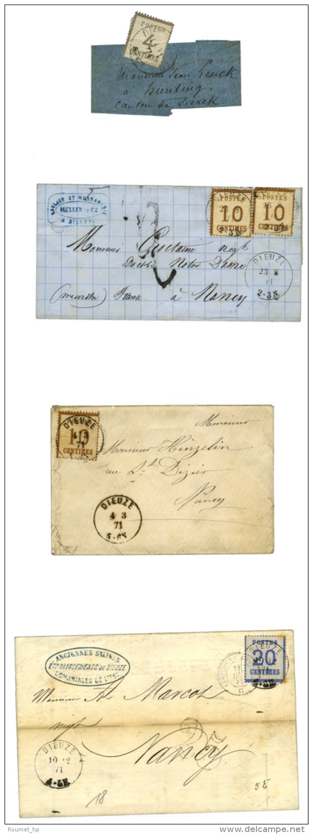 Lot De 4 Lettres De Dieuze. - TB. - Lettres & Documents